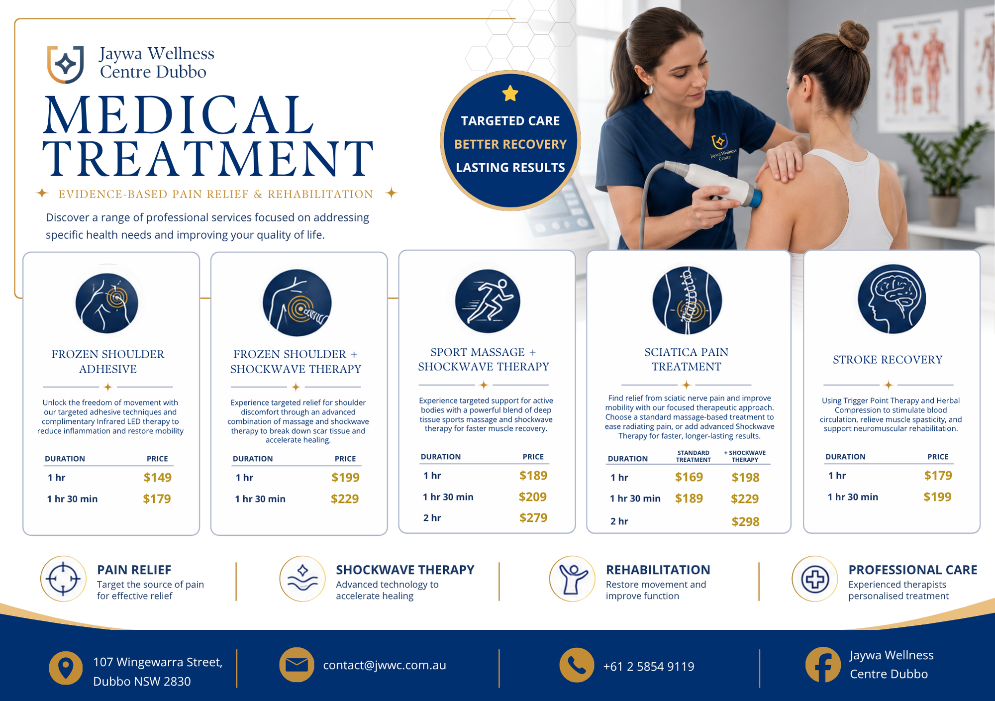 pricing and deetails of Jaywa Wellness Centre Dubbo